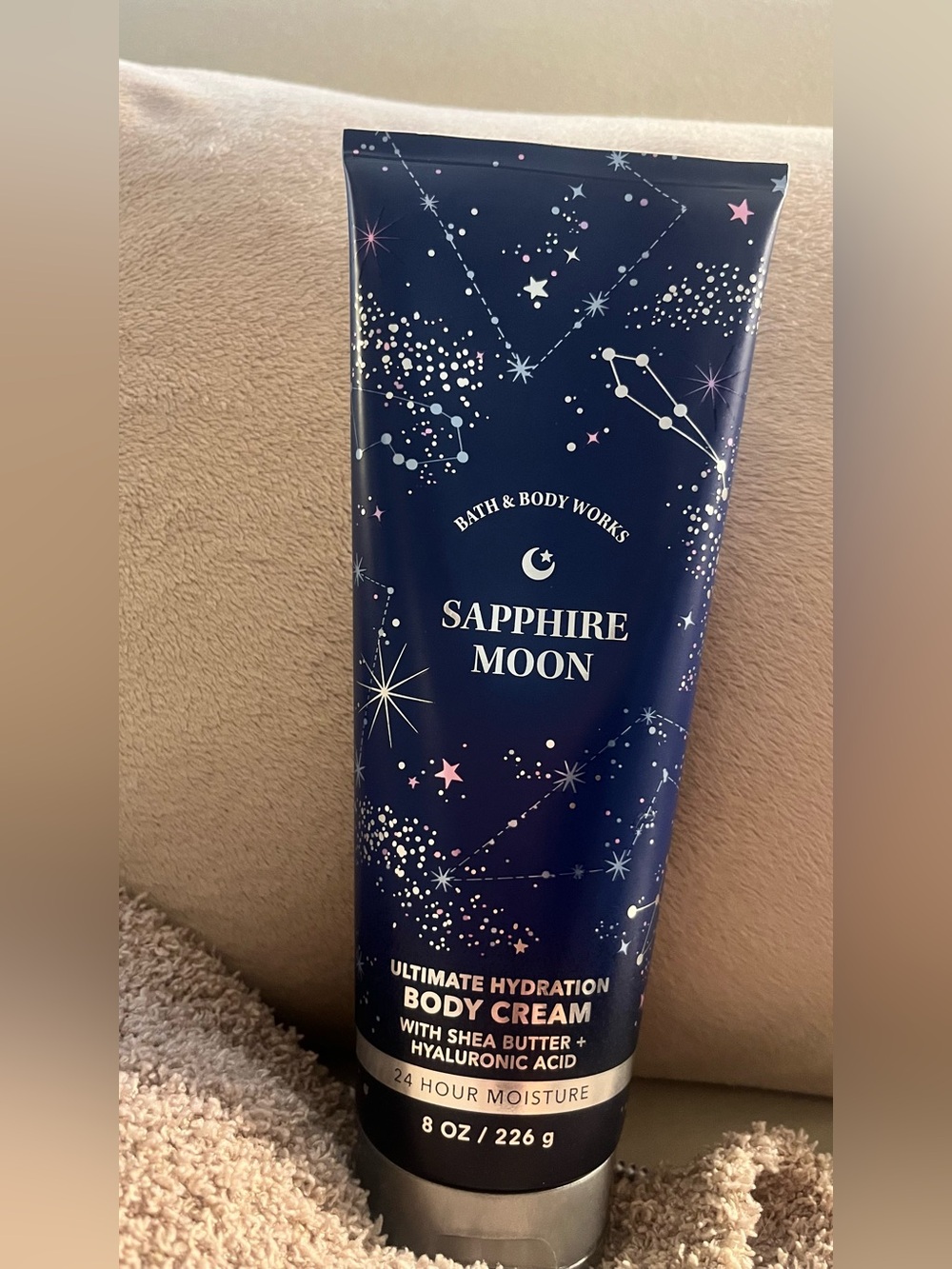 Bath & Body Works Sapphire Moon Body Cream - Navy Blue with Pink Accents